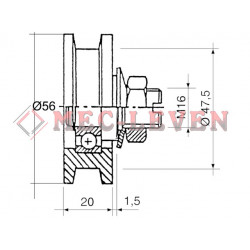 RUEDA ORONA SUPERIOR CARRO Ø56MM COMPLETA
