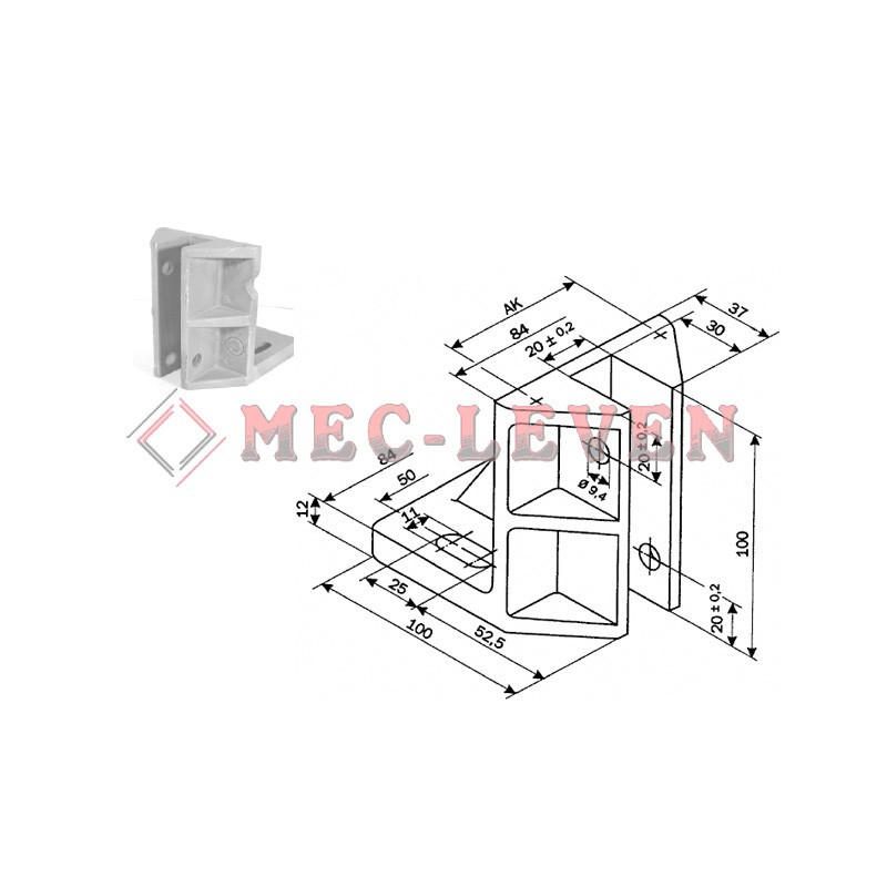 SOPORTE ROZADERA ALUMINIO 8X100 mm
