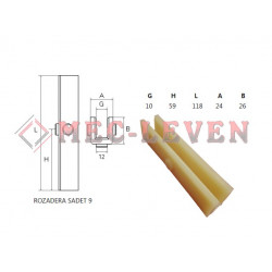 ROZADERA L-120 CON TETONES GUIA 9MM TIPO SADET CABINA