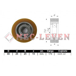 RODADERA SIMPLE D80X25MM CON RODAMIENTO