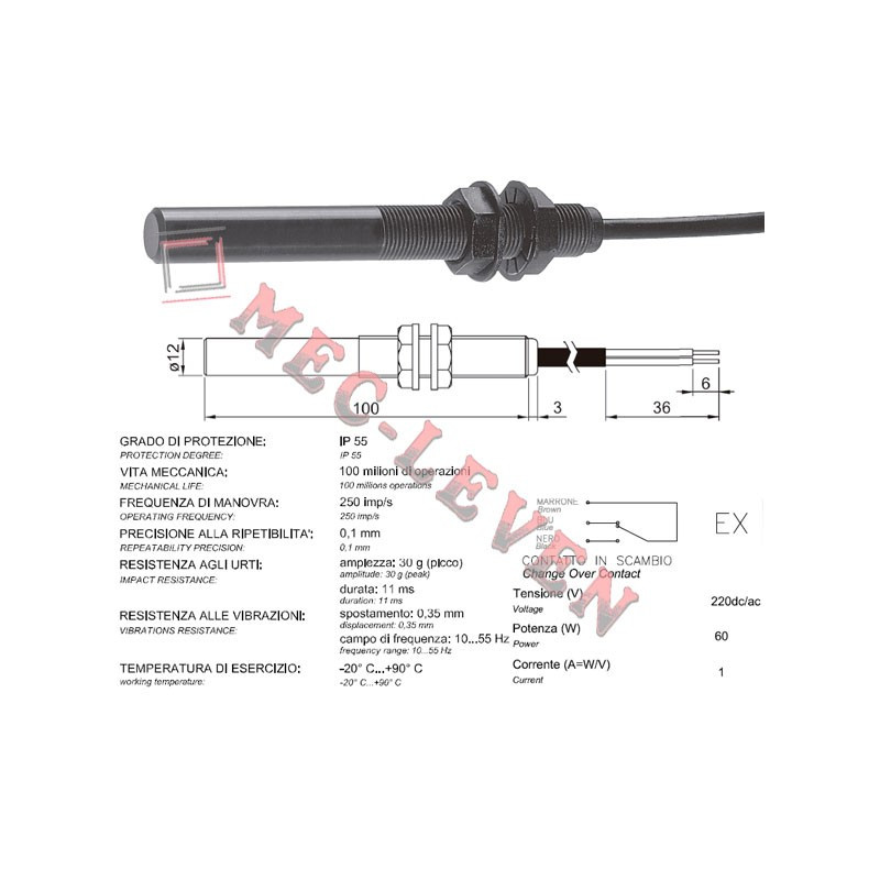 INTERRUPTOR MAGNETICO CILINDRICO CONMUTADO 60VA