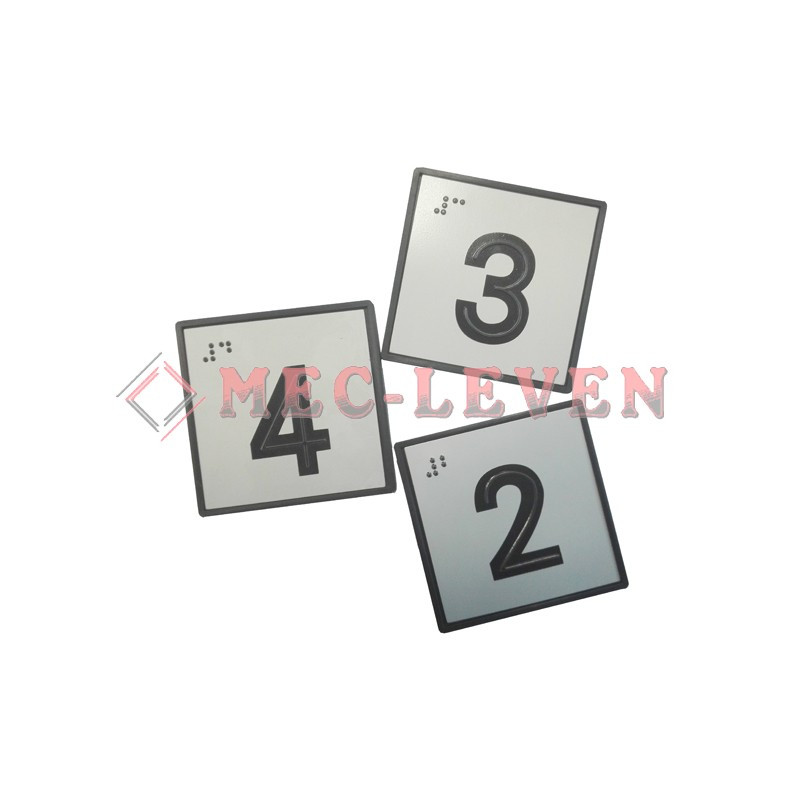 PLACA IDENTIFICACION PISO RELIEVE + BRAILE GRIS/NEGRO 80X80 SIN LOGO